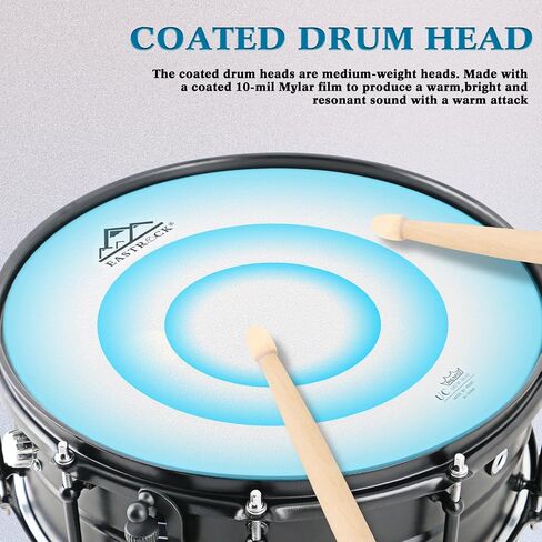 طبلة EASTROOCK Snare Drum مقاس 14 × 6.5 بوصة بلون بني محمر بلمسة نهائية احترافية لطبلة الطبول للبالغين ومجموعة الطبول المتقدمة (بني محمر) in Kuwait