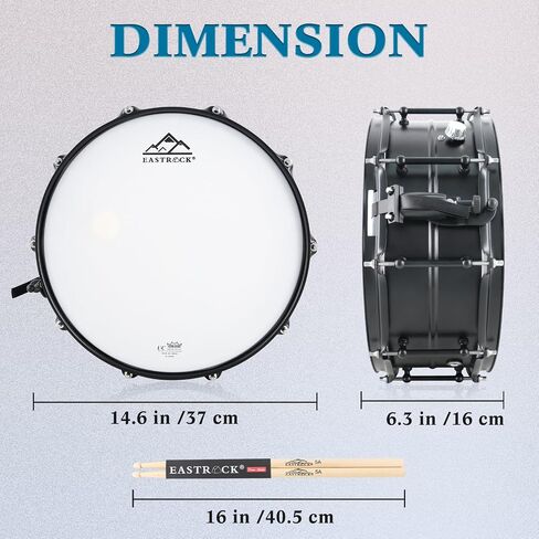 طبلة EASTROOCK Snare Drum مقاس 14 × 6.5 بوصة بلون بني محمر بلمسة نهائية احترافية لطبلة الطبول للبالغين ومجموعة الطبول المتقدمة (بني محمر) in Kuwait