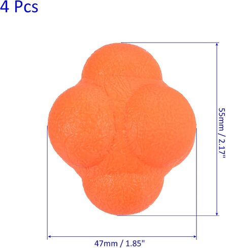 4 Pack Reaction Ball - TPR High Difficulty Flexibility Training Ball Apply to Sports Exercise Daily Use (47 x 47 x 55mm, Orange) in Saudi Arabia