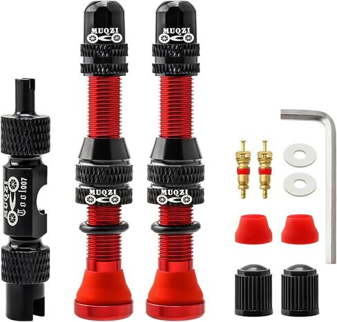 MUQZI Tubeless Schrader Valve Stems Kits - Alloy 60mm Bike No Tubes Valve Schrader Stems Universal for MTB Rim Tubeless Valve with Removal Tool, Black in Saudi Arabia