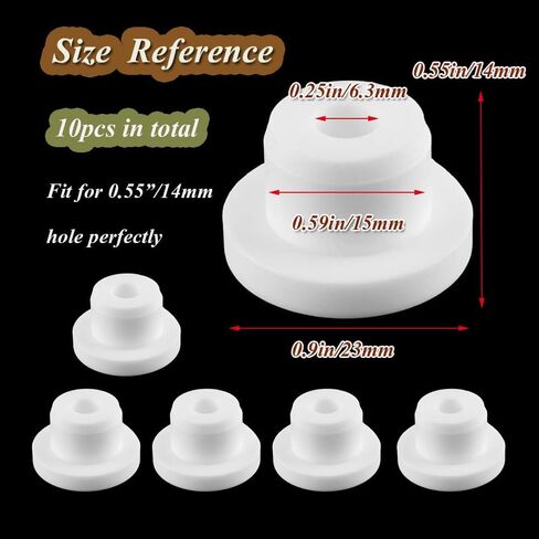 Silicone Hole Plug, 10Pcs Bathtub Jet Covers 0.59"/15mm White Cover Hole Plugs Pipe Tube Inserts Fit for 14mm Hole (White) in Saudi Arabia