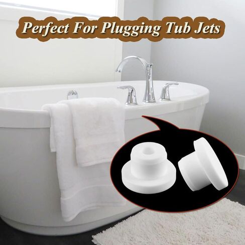 Silicone Hole Plug, 10Pcs Bathtub Jet Covers 0.59"/15mm White Cover Hole Plugs Pipe Tube Inserts Fit for 14mm Hole (White) in Saudi Arabia