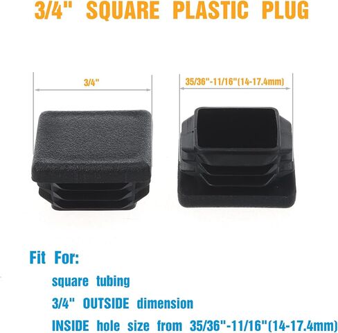 غطاء نهاية أنبوب مربع 3/4 بوصة، 12 عبوة من المكونات البلاستيكية 3/4 بوصة × 3/4 بوصة، سدادات إدراج غطاء انزلاقي لكرسي الأثاث المتين، أغطية نهاية رائعة لأنبوب الأنابيب، عمود المبارزة، معدات اللياقة البدنية والمزيد in Kuwait