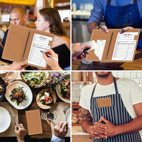 Server Book with Zipper Pocket for Waitress, Cute Waiter Server Wallet, Booklet Restaurant Waitstaff Organizer, Serving Guest Check Book Holder Money Pocket Fits Server Apron, Ice Blue in Saudi Arabia