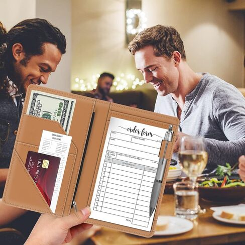 Server Book with Zipper Pocket for Waitress, Cute Waiter Server Wallet, Booklet Restaurant Waitstaff Organizer, Serving Guest Check Book Holder Money Pocket Fits Server Apron, Ice Blue in Saudi Arabia