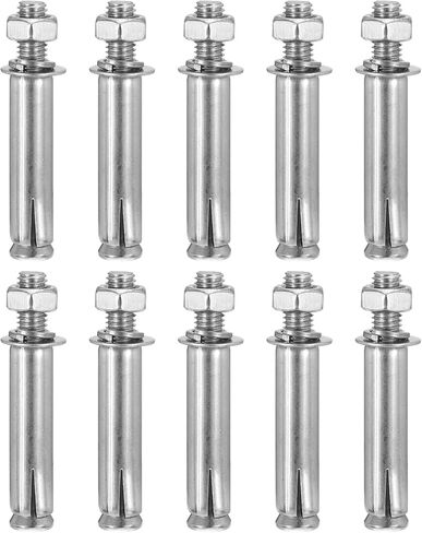 3/8" x 3" Hex Nut Sleeve Anchors - 5Pack - Good for Concrete Dry Brick Block Walls - 304 Stainless Steel - Silver in Saudi Arabia