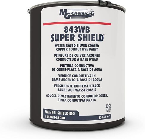 MG Chemicals - 843WB-150ML 843WB Super Shield Water Based Silver Coated Copper Conductive Coating, 150 mL Plastic Bottle, Light Metallic Brown in Saudi Arabia