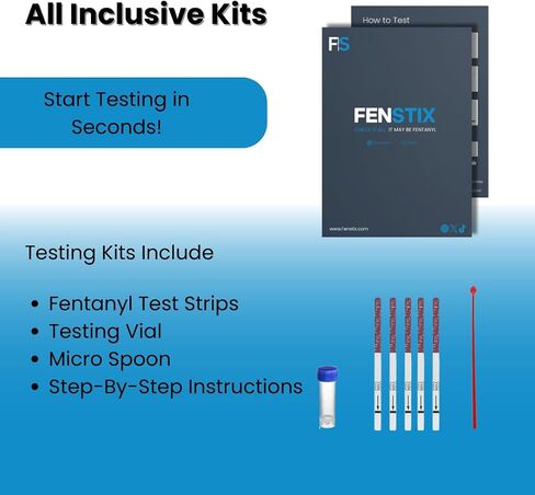 Fentanyl Test Strips - Testing Kit - 3 Pack with 10mg Spoon - Accurate for Powder, Liquid, and Pill substances - Rapid Results - Lab Tested - Highly Senstive in Saudi Arabia