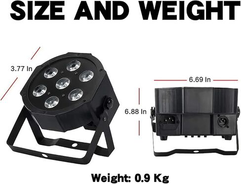 SHEHDS Par Can Lights LED 7x18W RGBWA+UV 6in1 غسل/ستروب أضواء المسرح عن بعد والتحكم DMX512 يضيء الصوت المنشط تلقائيًا تشغيل مسطح أضواء DJ لعيد الميلاد وحفلات الزفاف - حزمة واحدة in Kuwait