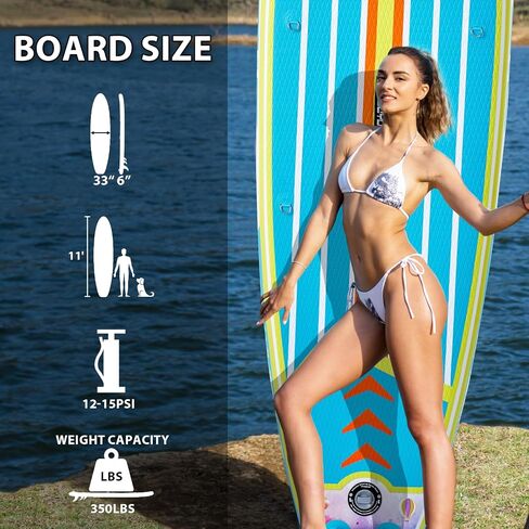 Inflatable Stand Up Paddle Board 11' × 33" × 6", Yoga Board with Durable SUP Accessories for Adults & Youth, Versatile Paddle Board in Saudi Arabia