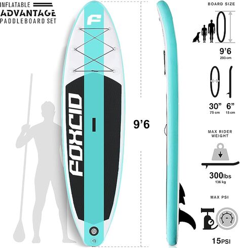 Inflatable Stand Up Paddle Board (6 Inches Thick) with Premium SUP Accessories & Carry Bag | Wide Stance, Bottom Fin for Paddling, Surf Control, Non-Slip Deck | Youth & Adult Standing Boat in Saudi Arabia