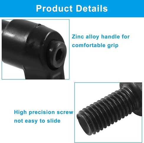 2 قطعة مقبض تثبيت قابل للتعديل لقط رافعة M10x25mm ذكر مقبض مسمار ملولب زر ضغط رافعة السقاطة (أسود) in Saudi Arabia
