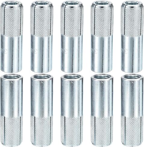 3/4" x 3-1/8" Drop-in Anchors - 2 Pack - Good for Dry Walls Hollow Bricks Plaster - Carbon Steel Sleeve Anchors Tool Expansion Anchors - Silver in Saudi Arabia