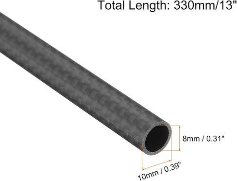 MECCANIXITY 1Pcs Carbon Fiber Tube 10 x 12 x 420mm Matte Surface Rod 3K Roll Wrapped Pure Carbon Round Tubing for RC Airplane Multicopter Quadcopter in Saudi Arabia