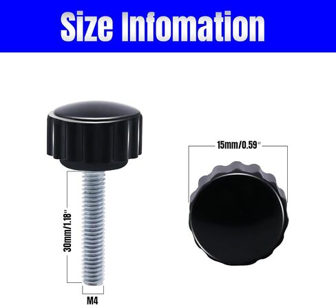 8pcs Metric Male Thread Knurled, M6 x 25mm Black Thumb Screw Clamping Knobs Plastic Grip Threaded Knurled in Saudi Arabia