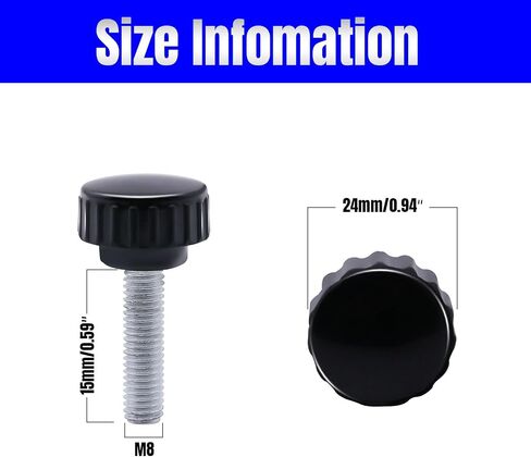 8pcs Metric Male Thread Knurled, M6 x 25mm Black Thumb Screw Clamping Knobs Plastic Grip Threaded Knurled in Saudi Arabia