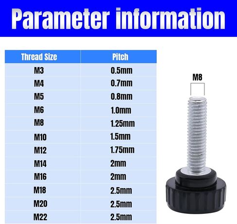 8pcs Metric Male Thread Knurled, M6 x 25mm Black Thumb Screw Clamping Knobs Plastic Grip Threaded Knurled in Saudi Arabia