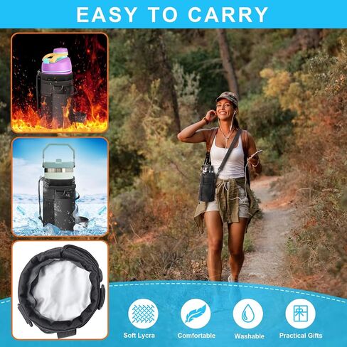 حامل زجاجة مياه للدراجة من Desing Wish 32oz - 40oz حامل أكواب الدراجة متعدد الثقوب لتثبيت حامل زجاجة ماء معزول للدراجة مع مشابك قابلة للإزالة غير قابلة للانزلاق وحلقة وحزام كتف (أسود) in Saudi Arabia