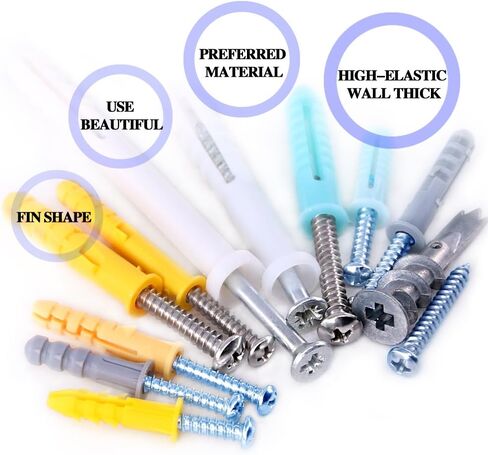 Glarks 220-Pieces Plastic Self Drilling Drywall Ribbed Anchors Hollow-Wall Anchor with Screws Assortment Kit for Drywall, Hollow-Wall Hanging Wall Shelf or Blinds in Saudi Arabia