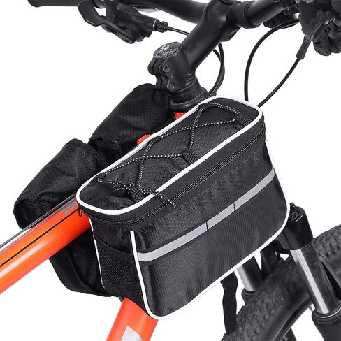VGEBY1 Bike Frame Bag, Bicycle Frame Pannier Front Rear Shelf Pouch Handlebar Storage Bag with Reflective Stripe(Black) in Saudi Arabia