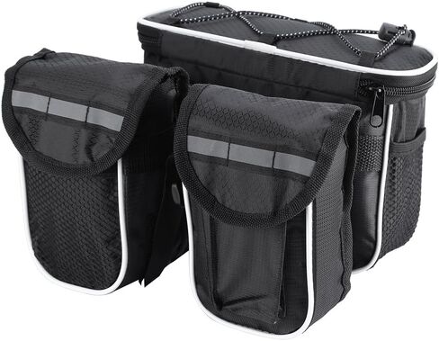 VGEBY1 Bike Frame Bag, Bicycle Frame Pannier Front Rear Shelf Pouch Handlebar Storage Bag with Reflective Stripe(Black) in Saudi Arabia