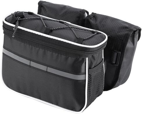 VGEBY1 Bike Frame Bag, Bicycle Frame Pannier Front Rear Shelf Pouch Handlebar Storage Bag with Reflective Stripe(Black) in Saudi Arabia