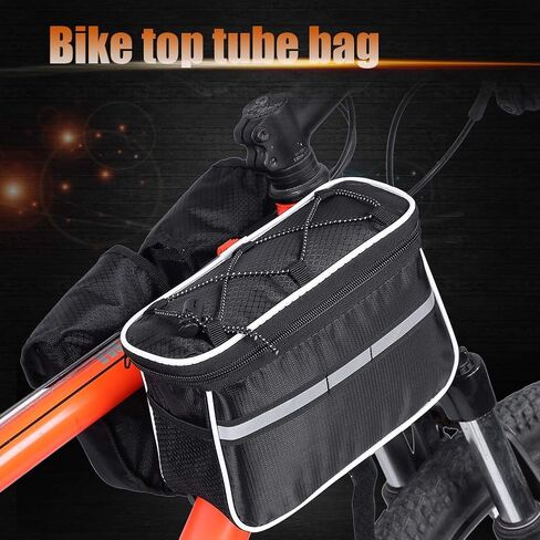 VGEBY1 Bike Frame Bag, Bicycle Frame Pannier Front Rear Shelf Pouch Handlebar Storage Bag with Reflective Stripe(Black) in Saudi Arabia
