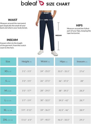 BALEAF Women's Golf Pants Ankle Sweatpants Stretch High Waist with Zipper Pockets Work Athletic Travel Petite UPF50+ in Saudi Arabia
