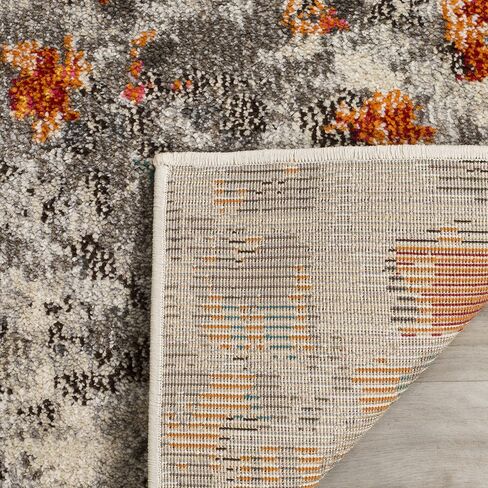 سجادة SAFAVIEH Monaco Collection - 2'2" x 6'، رمادي وبرتقالي، تصميم بوهو شيك بألوان مائية تجريدية، لا يتساقط ويسهل العناية به، مثالي للمناطق ذات حركة المرور العالية في غرفة المعيشة وغرفة النوم (MNC225H) in Saudi Arabia