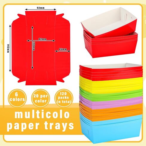 120 قطعة من صواني الطعام الورقية المقاومة للدهون، صواني الناتشو، قوارب الطعام الورقية، أطباق هوت دوج، متعددة الألوان، صواني تقديم للاستعمال مرة واحدة لحفلات أعياد الميلاد، عقد الناتشوز، البطاطس المقلية، كلاب الذرة الساخنة، 6 ألوان ثابتة in Kuwait