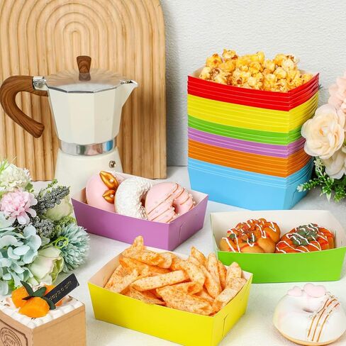 120 قطعة من صواني الطعام الورقية المقاومة للدهون، صواني الناتشو، قوارب الطعام الورقية، أطباق هوت دوج، متعددة الألوان، صواني تقديم للاستعمال مرة واحدة لحفلات أعياد الميلاد، عقد الناتشوز، البطاطس المقلية، كلاب الذرة الساخنة، 6 ألوان ثابتة in Kuwait