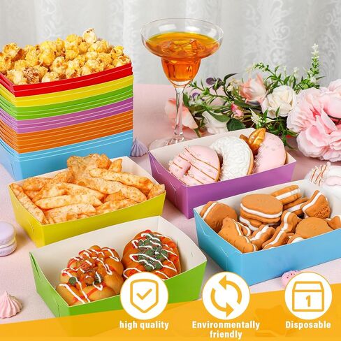 120 قطعة من صواني الطعام الورقية المقاومة للدهون، صواني الناتشو، قوارب الطعام الورقية، أطباق هوت دوج، متعددة الألوان، صواني تقديم للاستعمال مرة واحدة لحفلات أعياد الميلاد، عقد الناتشوز، البطاطس المقلية، كلاب الذرة الساخنة، 6 ألوان ثابتة in Kuwait