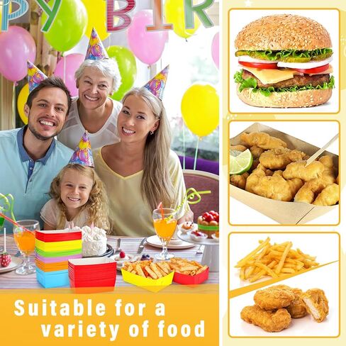 120 قطعة من صواني الطعام الورقية المقاومة للدهون، صواني الناتشو، قوارب الطعام الورقية، أطباق هوت دوج، متعددة الألوان، صواني تقديم للاستعمال مرة واحدة لحفلات أعياد الميلاد، عقد الناتشوز، البطاطس المقلية، كلاب الذرة الساخنة، 6 ألوان ثابتة in Kuwait