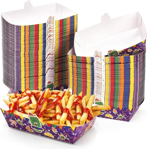 120 عبوة من صواني الطعام الورقية المكسيكية، حوامل تاكو للاستعمال مرة واحدة، صواني ناتشو لوازم حفلات التاكو لسينكو دي مايو، ديكورات الحفلات ذات الطابع المكسيكي، مستلزمات حفلات المهرجانات، أرجواني in Kuwait