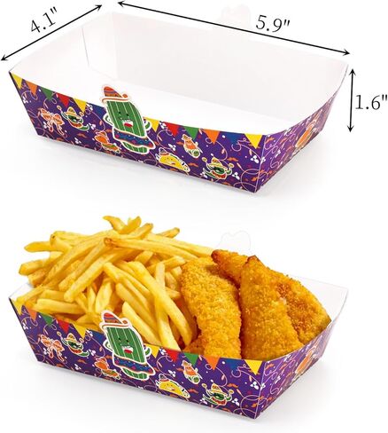 120 عبوة من صواني الطعام الورقية المكسيكية، حوامل تاكو للاستعمال مرة واحدة، صواني ناتشو لوازم حفلات التاكو لسينكو دي مايو، ديكورات الحفلات ذات الطابع المكسيكي، مستلزمات حفلات المهرجانات، أرجواني in Kuwait