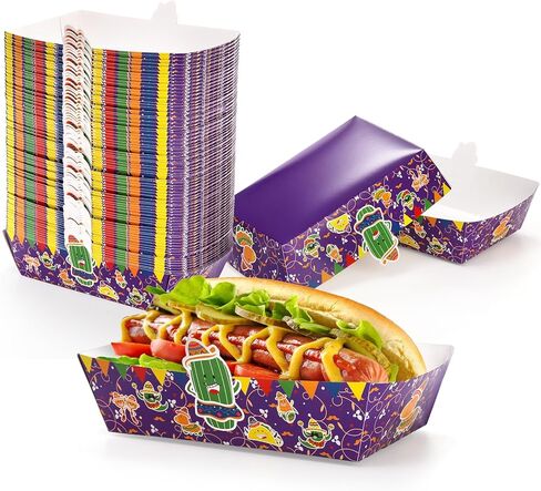 120 عبوة من صواني الطعام الورقية المكسيكية، حوامل تاكو للاستعمال مرة واحدة، صواني ناتشو لوازم حفلات التاكو لسينكو دي مايو، ديكورات الحفلات ذات الطابع المكسيكي، مستلزمات حفلات المهرجانات، أرجواني in Kuwait