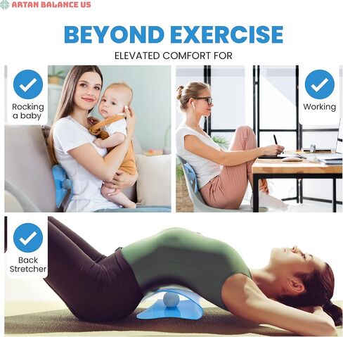 3 in 1 Back Stretcher, Ab Mat for Sit Up with Massage Ball – Ideal Solution for Fitness, Pain Relief, and Comfort – Rocking a Baby and Working - Lightweight and Portable - Blue in Saudi Arabia