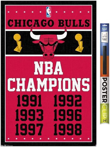 ملصق حائط من Trends International NBA Chicago Bulls - Champions 13، مقاس 22.375 بوصة × 34 بوصة، حزمة الملصقات والمشبك in Saudi Arabia