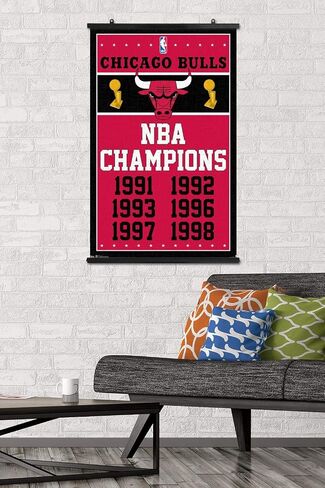 ملصق حائط من Trends International NBA Chicago Bulls - Champions 13، مقاس 22.375 بوصة × 34 بوصة، حزمة الملصقات والمشبك in Saudi Arabia