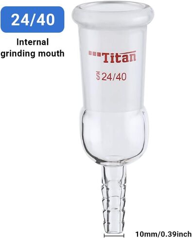 Glass Straight Inlet Adapter with 24/40 Female Joint & 10mm Hose Connection Chemistry Lab Glassware in Saudi Arabia