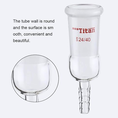 Glass Straight Inlet Adapter with 24/40 Female Joint & 10mm Hose Connection Chemistry Lab Glassware in Saudi Arabia