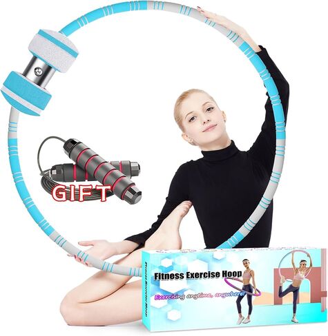 Weighted Exercise Hoop for Adults Weight Loss,8 Section Detachable Fitness Exercise Hoops with Jump Rope for Women and Men,Soft Padded Workout Hoops for Lose Weight Fast in Saudi Arabia