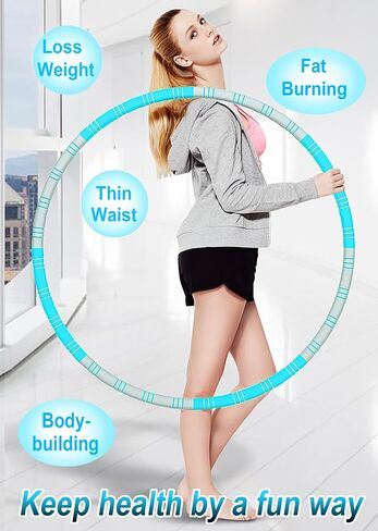 Weighted Exercise Hoop for Adults Weight Loss,8 Section Detachable Fitness Exercise Hoops with Jump Rope for Women and Men,Soft Padded Workout Hoops for Lose Weight Fast in Saudi Arabia