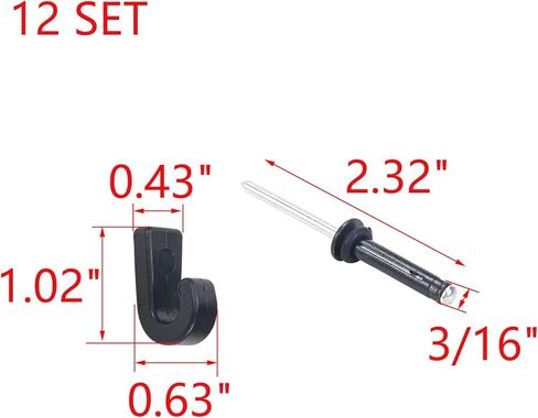طقم سلك بنجي كاياك، 12 قطعة خطافات بنجي كاياك J مع 12 قطعة مسامير ثلاثية القبضة لملحقات لوح مجداف قوارب الكاياك in Kuwait