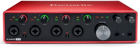 واجهة صوت USB Focusrite Scarlett 18i8 الجيل الثالث 18x8 مع حامل بوم (عبوة من قطعتين) وحزمة كابلات XLR (4 عبوات) (7 قطع) in Kuwait
