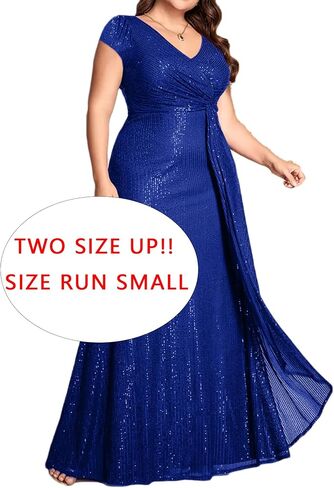 meilun Short Sleeve Sequin Dress for Women Formal Gowns Sparkly V Neck Maxi Dress in Saudi Arabia