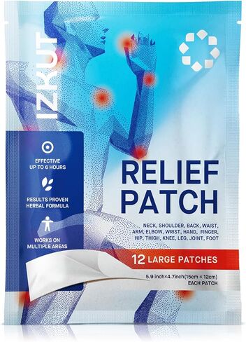 Relief Patch for Knee Back Neck - Maximum Strength Joint & Muscle Relieving Works on Shoulder Arm Leg Foot - 12-Count Large Herbal Patches in Kuwait