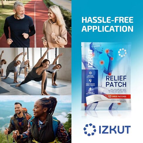 Relief Patch for Knee Back Neck - Maximum Strength Joint & Muscle Relieving Works on Shoulder Arm Leg Foot - 12-Count Large Herbal Patches in Kuwait