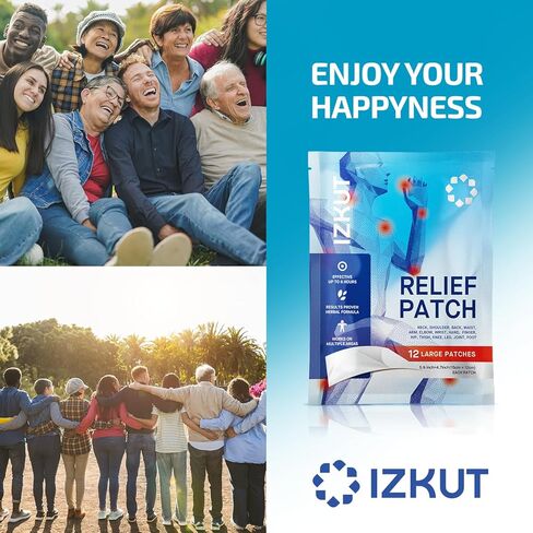 Relief Patch for Knee Back Neck - Maximum Strength Joint & Muscle Relieving Works on Shoulder Arm Leg Foot - 12-Count Large Herbal Patches in Kuwait