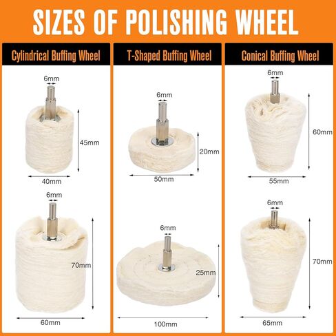 11 قطعة عجلة تلميع للمثقاب، مجموعة عجلات تلميع وسادة تلميع مع أعمدة سداسية 0.25 بوصة - أداة تلميع على شكل عجلة لمجموعة تلميع عجلات الألومنيوم المعدنية والكروم in Kuwait
